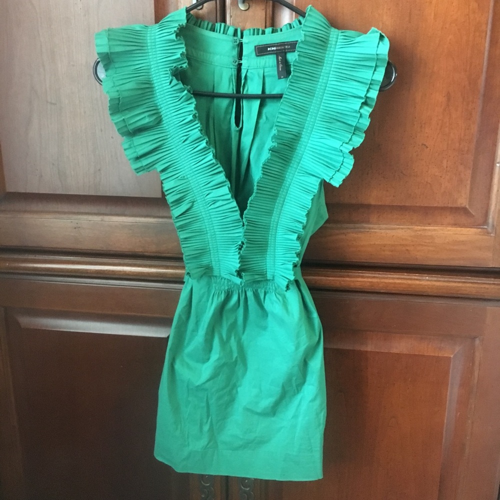 BCBG Maxazria ruffle top with tie back